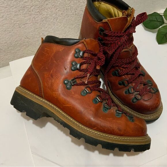 Vibram Boots Womens 6.5 Hiking Climbing Combat Boot Ankle Brown Leather - Picture 6 of 16